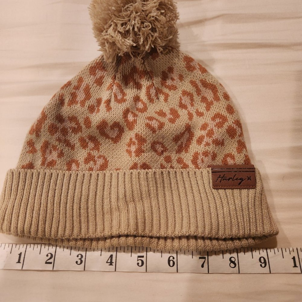 Women's Tan Leopard Cheetah Print Beanie - Picture 2 of 4